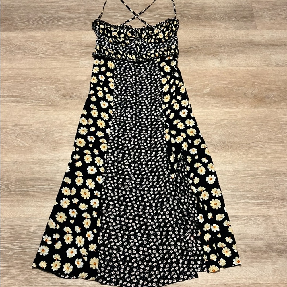 Free People Tigerlily Floral Midi Dress Black Ditsy Print Boho Style Sz Medium - Picture 4 of 10